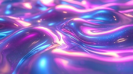 Wall Mural - Abstract iridescent liquid texture, vibrant colors, glowing background, for digital art or design.