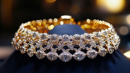 Aufkleber - Elegant and Glamorous Gold Necklace with Sparkling Diamonds Perfect for Luxury Fashion : Generative AI