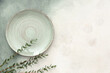 © Pixel-Shot - Stylish table setting with plate and plant branches on grunge background