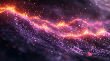 Wall Mural - fiery purple lava waves flow, cosmic background, abstract art, visual effect.