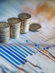 Aufkleber - Close Up of Stacked Coins on a Chart Indicating Growth and Financial Stability Concepts : Generative AI