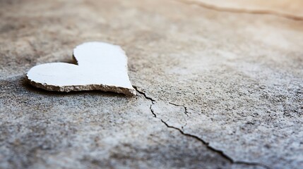 Poster - Heart Shape Cutout on Cracked Concrete Surface Symbolizing Love and Resilience : Generative AI