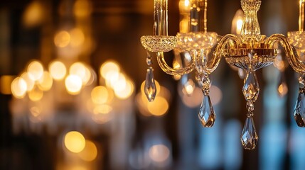 Poster - Elegant Crystal Chandelier with Warm Lighting Creating a Luxurious Ambiance : Generative AI