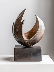 Aufkleber - Elegant Abstract Sculpture with Natural Tones and Unique Design on Display : Generative AI