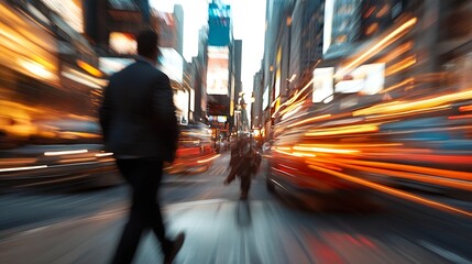 Poster - Dynamic city scene capturing vibrant nightlife with motion blur and bright lights for urban vibes : Generative AI