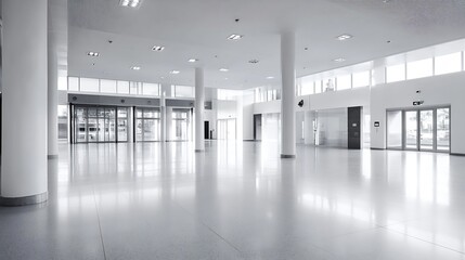 Poster - Modern Minimalist Interior of a Spacious Lobby with Bright Natural Light and Clean Lines : Generative AI
