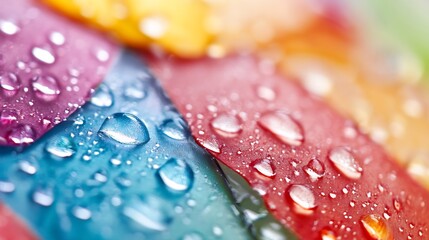 Leinwandbilder - Close Up of Colorful Water Droplets on Vibrant Liquid Surface : Generative AI