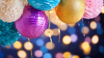 Poster - Colorful Paper Decorations and Shiny Ornaments Perfect for Party Celebrations : Generative AI
