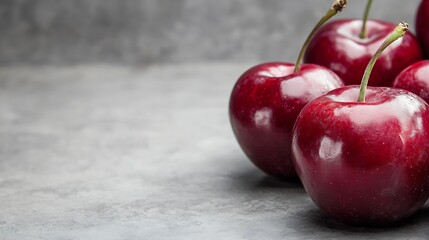 Aufkleber - Fresh Juicy Red Apples on Gray Background Perfect for Healthy Living : Generative AI