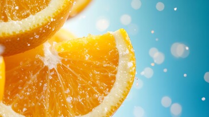 Poster - Close-Up of Juicy Orange Segments with Refreshing Splash of Water Droplets : Generative AI
