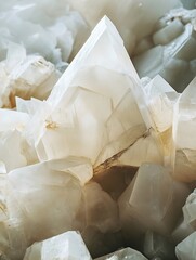 Aufkleber - Stunning Close Up of Natural Quartz Crystals with Intricate Facets and Light Reflections : Generative AI