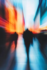 Fototapete - Dynamic Vibrant Urban Scene with Abstract Motion Blur of City Life and Busy Streets : Generative AI