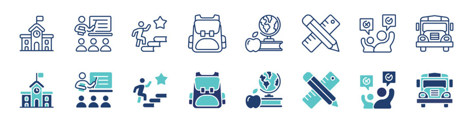 Aufkleber - school icon line set education learning academy online course student study class signs collection vector illustration