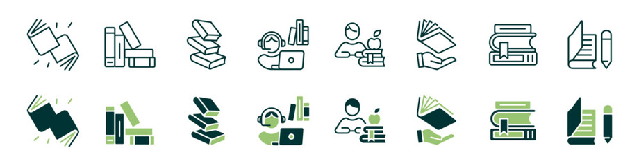 Aufkleber - simple library education icon line set read book study learning signs vector illustration for web and app