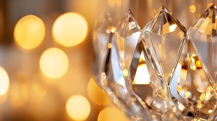 Poster - Dazzling crystal chandelier reflecting warm light and creating an elegant ambiance : Generative AI