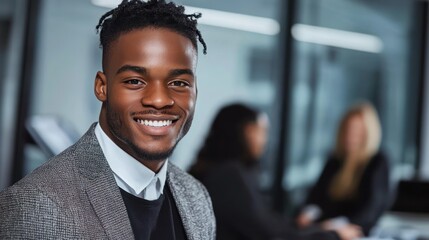 Wall Mural - Confident Young African Entrepreneur in Professional Office Boardroom Meeting