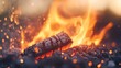 © Generative AI - Close up of burning logs and warm glowing embers in a cozy bonfire campfire setting : Generative AI