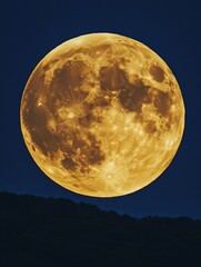 Aufkleber - Stunning Golden Full Moon Above Dark Forest at Night Magic Beauty of Nature : Generative AI