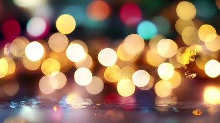 Fototapete - Beautiful bokeh background with vibrant soft focus lights for festive celebrations and creative designs : Generative AI