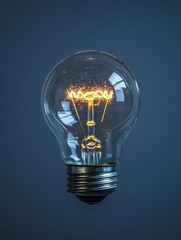 Poster - Vintage light bulb glowing with filament against a dark background creating a warm atmosphere : Generative AI