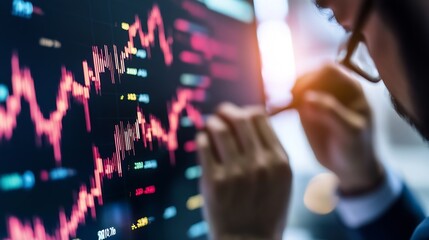 Leinwandbilder - Professional Financial Analyst Analyzing Stock Market Data with Graphs and Charts : Generative AI
