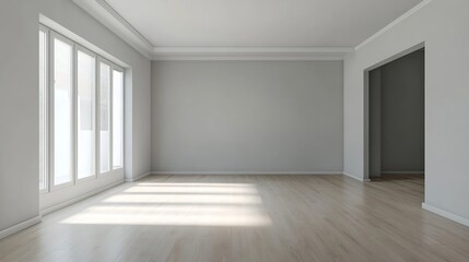 Leinwandbilder - Empty Modern Living Room with Natural Light Illuminating the Spacious Interiors : Generative AI