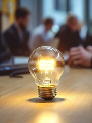 Aufkleber - Illuminated Light Bulb Symbolizing Innovation and Ideas in a Creative Space : Generative AI