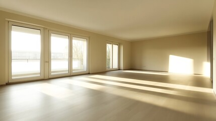 Poster - Spacious Minimalist Room with Natural Light and Modern Design : Generative AI