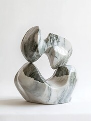 Aufkleber - Modern Sculptural Marble Art Piece with Abstract Design and Smooth Curves : Generative AI