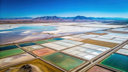 Wall Mural - Breathtaking aerial view of vast lithium fields in northern Argentina landscape, industrial site, desert landscape