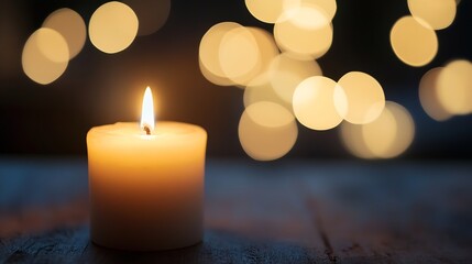 Wall Mural - Serene Candlelight with Soft Glowing Bokeh Background for Peaceful Ambiance : Generative AI