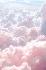 Aufkleber - Dreamy Pink and White Fluffy Clouds in a Blue Sky : Generative AI