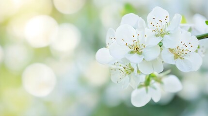 Poster - Beautiful Cherry Blossom Flowers with Soft Bokeh Background in Spring Season : Generative AI