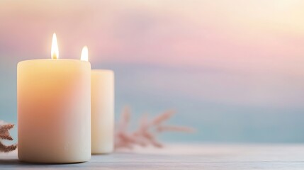 Aufkleber - Softly glowing candles creating a warm and inviting atmosphere perfect for relaxation and tranquility : Generative AI