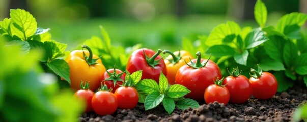 vegetable patch in a garden, market garden, greenery, vectors