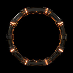 Wall Mural - Glowing Orange and Black Circular Portal Frame