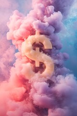 Leinwandbilder - White dollar sign surrounded by colorful smoke representing volatile financial market