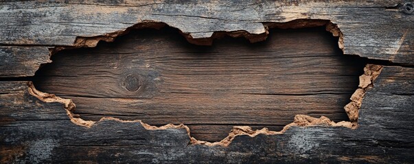 Aufkleber - Old grunge wooden surface with damaged frame creating copy space background