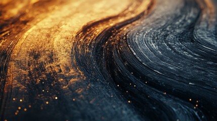 Fototapete - A textured abstract background with a mix of rough and smooth elements, combining earthy tones and metallic highlights for a visually intriguing and unique effect.