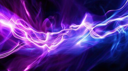 Abstract image featuring smooth lines with purple and blue electric discharges