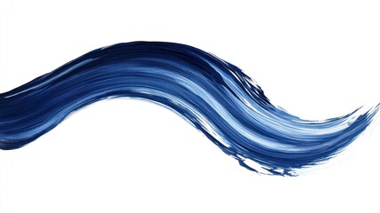 Wall Mural - Blue paint stroke wave abstract design element on white background