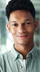 Aufkleber - Business, face and man in office, creative and career ambition with graphic designer. Portrait, entrepreneur and professional in workplace, goals for project and development with artistic service