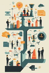 Aufkleber - Business people working together creating a startup business growing like a tree