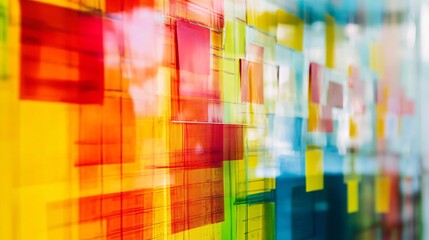 Fototapete - Colorful squares are overlapping creating an abstract background