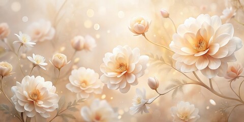 Wall Mural - Elegant Pastel Blossoms in Soft Focus, a Delicate Floral Arrangement with a Dreamy Atmosphere