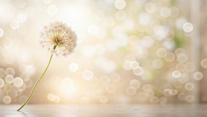 Wall Mural - Serene Single Dandelion Flower with Soft Bokeh Background, Perfect for Peaceful and Calming Designs