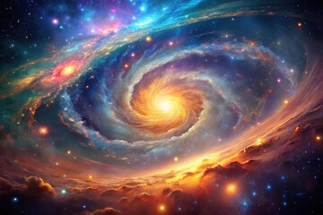 Wall Mural - a celestial vortex a swirling nebula of vibrant cosmic dust and radiant stars, a breathtaking displa