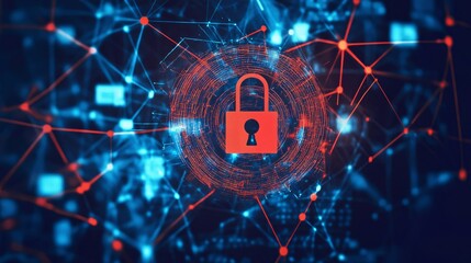 Aufkleber - Cyber security system showing data being protected with padlock symbol