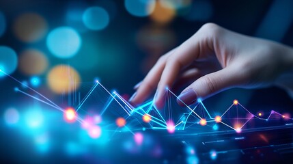 Leinwandbilder - Businesswoman analyzing graph on futuristic touchscreen interface
