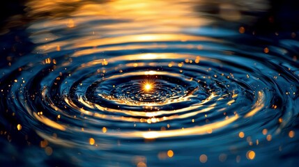Wall Mural - golden sunset water ripples: a serene nature photography - abstract water reflections and vibrant co